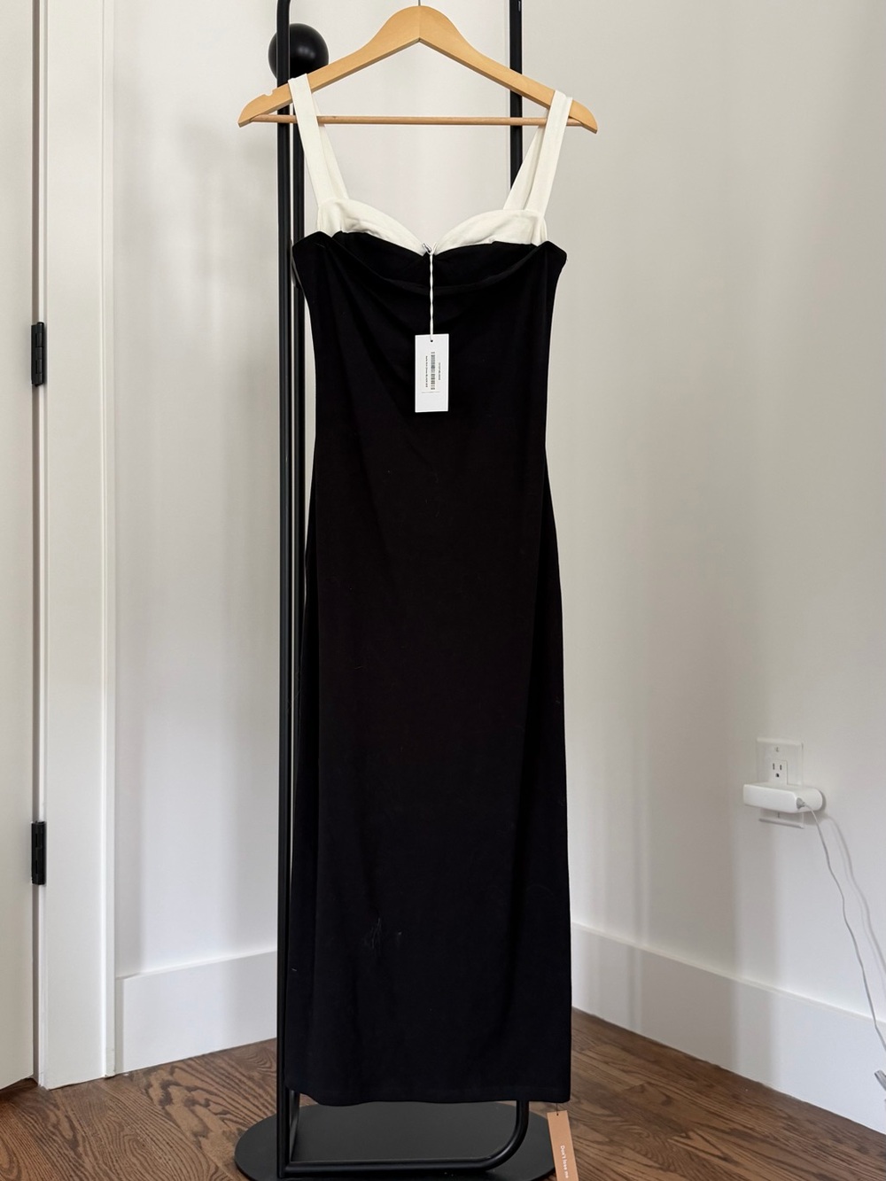 Reformation Black and White Strap Maxi Dress
